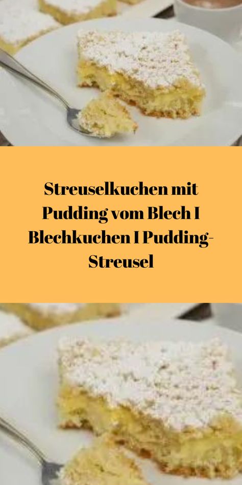 Streuselkuchen mit Pudding vom Blech I Blechkuchen I Pudding-Streusel Kefir, Krispie Treats, Rice Krispie Treat, Rice Krispies, Cereal, Butter