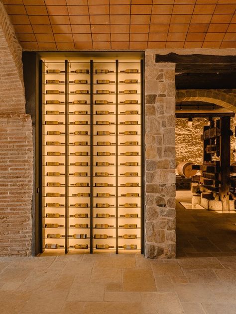 Castle On The Coast Of Barcelona - Picture gallery 15 Stone Wine Cellar, Wine Store Design, Wine Room Design, Barcelona Pictures, 2022 Picture, Natural Stone Flooring, Architecture Concept, New Interior Design, Indirect Lighting