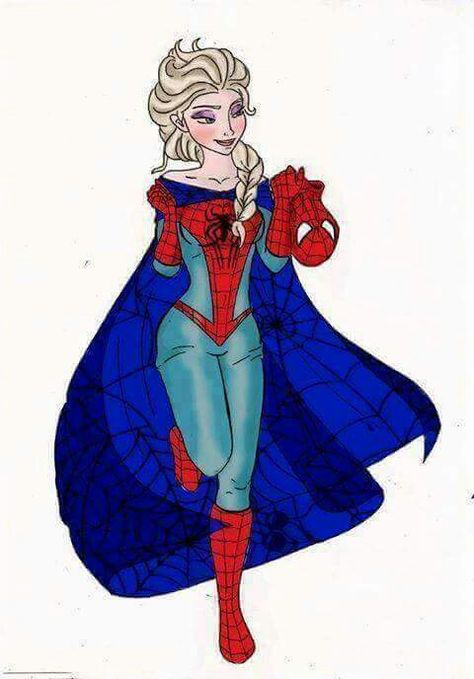 Elsa like spiderman Elsa X Spiderman, Elsa And Spiderman, Elsa Birthday, Spider Girl, Spider Woman, Elsa Frozen, Spider Verse, Marvel Art, Drawing Tools