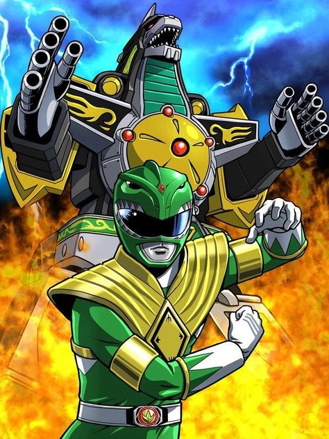 Green Power Ranger, Power Rangers Megazord, Power Rangers Fan Art, All Power Rangers, Power Rangers Art, Go Go Power Rangers, Green Ranger, Mighty Morphin Power Rangers, Power Ranger