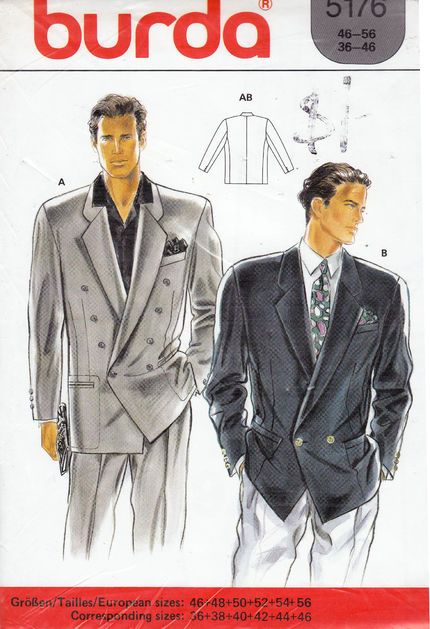 Mens Double Breasted Suit, 1990s Mens Fashion, Suit Jacket Pattern, Housekeeping Ideas, Suit Sewing Patterns, Blithe Spirit, Burda Sewing Patterns, Blazer Pattern, Elegant Jacket