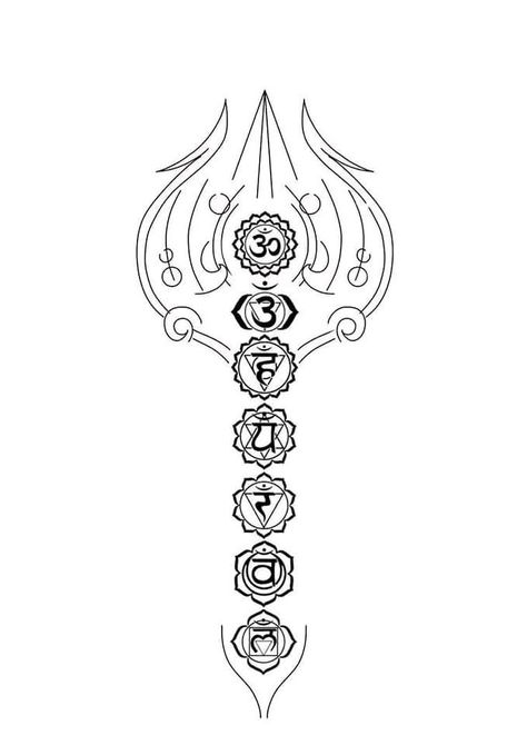 7 Chakra Spine Tattoo, Chakra Symbols Tattoo, 7 Chakras Tattoo, Simbols Tattoo, Celtic Tattoos For Men, Hindu Tattoos, Hanuman Tattoo, Trishul Tattoo Designs, Om Tattoo Design