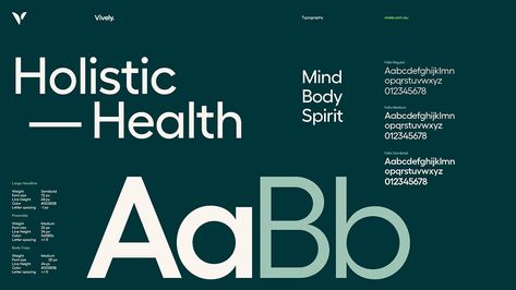 Vively — Visual Identity on Behance Medical Font, Brand Manual, Branding Illustration, Typography Branding, Tech Branding, Typography Layout, Health Tech, Visual Identity Design, Brand Book