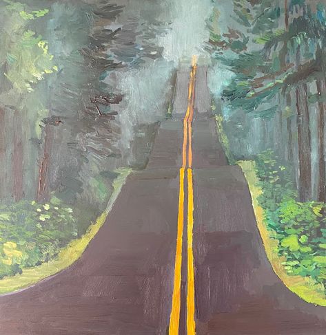 Foggy Road Road Art Drawing, Road Sketch, Foggy Road, Road Drawing, Road Painting, Art Tutorials Watercolor, New Mommy, Meaningful Drawings, Tech Art