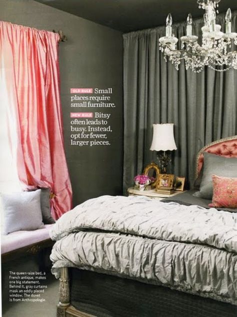 grey bedroom but with purple or light blue instead of the pink Coral Bedroom, Bedroom Minimalist, Grey Bedroom, Gray Bedroom, Decoration Inspiration, Room Decorations, Bedroom Designs, Teen Room, Decorating Small Spaces