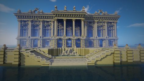 Baroque Palace/Opera house Minecraft Project Minecraft Opera House, Minecraft Baroque, Minecraft Palace, Minecraft Temple, Baroque Palace, Minecraft Building Guide, Minecraft City Buildings, Minecraft Structures, Bangunan Minecraft