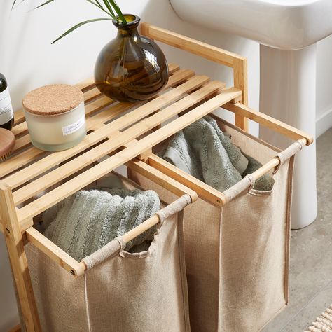 Japandi Laundry Basket, Laundry Baskets In Bathroom, Washing Room Ideas Laundry, Hanging Laundry Baskets On Wall, Diy Clothes Hamper, Bathroom Hamper Ideas, Clothes Hamper Ideas, Aesthetic Laundry Basket, Laundry Hamper Ideas