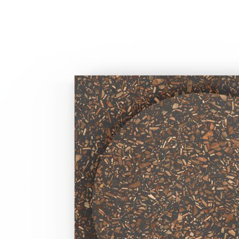 Terrazzo Table Top, Terrazzo And Wood, Terrazzo Table, Black Terrazzo, Material Research, Hospital Furniture, Sustainable Manufacturing, Wood Chips, Pigment Coloring