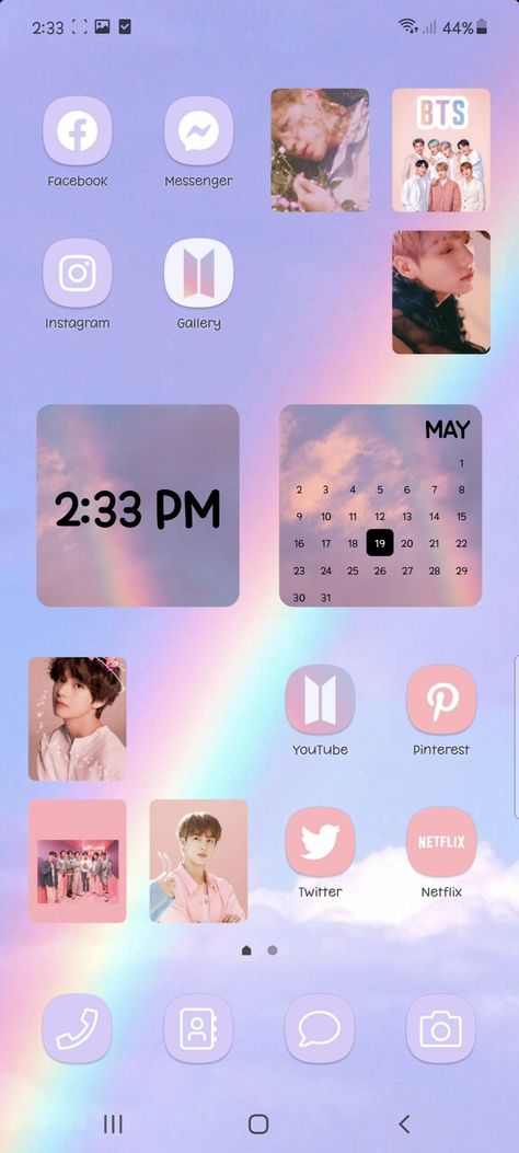 ~ make your android homescreen aesthetic 2021 💖 BTS theme 💜 #ios14customization #aestheticandroid #btstheme Aesthetic Wallpaper For Phone, Galaxia Wallpaper, Bts Aesthetic Wallpaper, Android Organization, Organize Phone Apps, Bts App, Android Homescreen, Color Widgets, Themes For Mobile