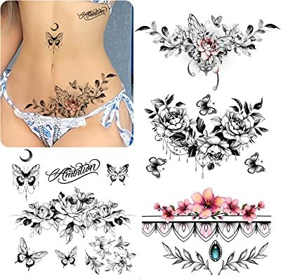 Real Tattoos For Women, Girly Lower Back Tattoos, Low Abdomen Tattoo Women, Back Waist Tattoo For Women, Women Stomach Tattoos Ideas, Tummy Tattoos For Women, Abdomen Tattoos Women, Lower Abdomen Tattoo Women, Abdominal Tattoos Women