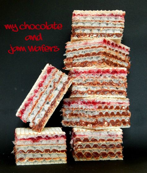 What’s Cooking – Chocolate and Jam Wafers Jar Of Jam, Cherry Jam, Famous Chocolate, Cooking Chocolate, Christmas Entertaining, My Childhood, Sweet Desserts, What To Cook, Christmas Baking