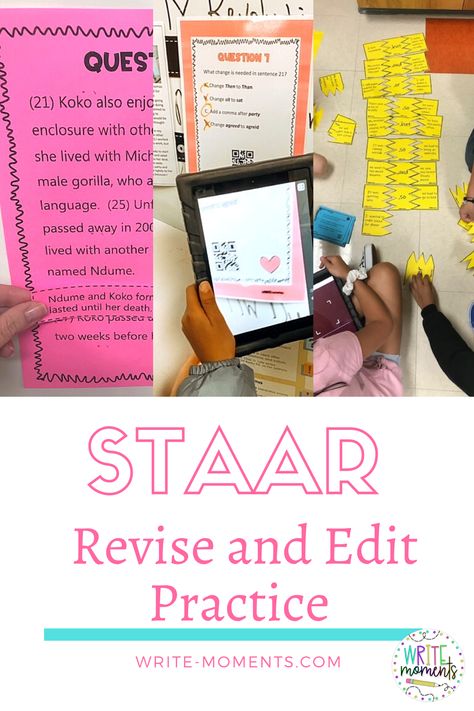 Texas 3rd grade, 4th grade, and 5th grade students will have revise and edit questions on their STAAR Reading test starting in 2022. Therefore, practice for these revise and edit question stems is necessary. Check out ways third, fourth, and fifth grade Texas students can do STAAR revise and edit practice. #staarreading #reviseandedit Staar Reading Strategies 3rd Grade, Revising Anchor Chart, Extended Response Writing, Staar Reading Strategies, Staar Review, Question Stems, Test Prep Activities, Upper Elementary Reading, Guided Reading Lessons