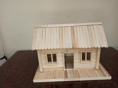 Popsicle House, Popsicle Crafts, History Project, Cardboard House, Popsicle Stick Crafts, Popsicle Stick, History Projects, Button Art, Popsicle Sticks