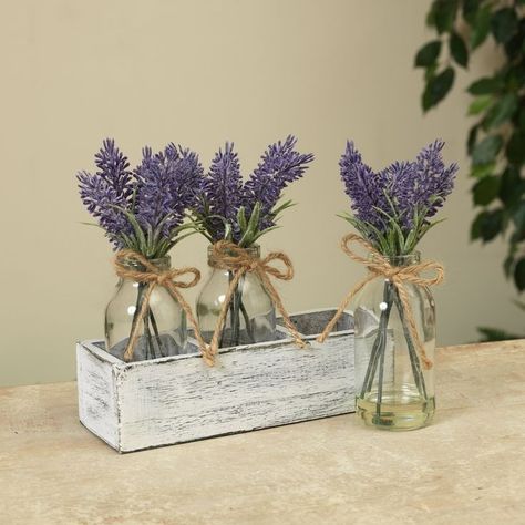 Lavender Bouquets, Lavender Wedding Theme, Lavender Baby Showers, Wood Holder, Lavender Bouquet, בר מצווה, Clear Glass Vases, Lavender Wedding, Home Decor Vases