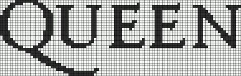 Alpha Friendship Bracelet Pattern #9374 - BraceletBook.com Queen Pixel Art Grid, Cross Stitch Band Pattern, Mcr Alpha Pattern, My Chemical Romance Alpha Pattern, Rock Band Alpha Pattern, Friendship Bracelets Ideas, Cross Stitch Quotes, Cross Stitch Fonts, Bracelets Ideas