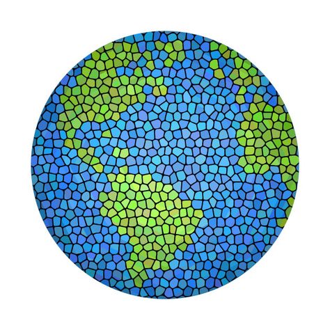 Art Unit, Paper Mosaic, Party Room, Earth Design, Map Of The World, Planet Earth, Mosaic Art, Blue And Green, Stepping Stones