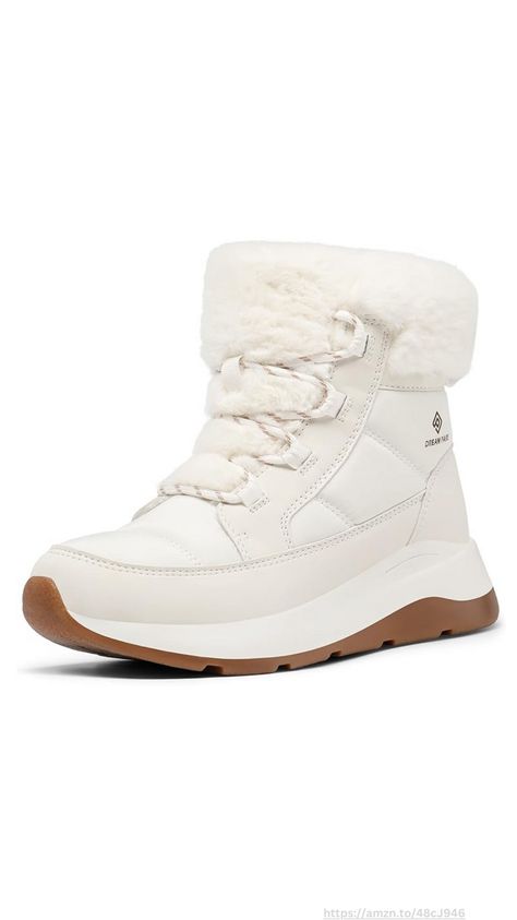 Women's Winter Snow Boots, Faux Fur Waterproof Ankle Booties, Ladies Comfortable Short Boots Outdoor. #boots #snowboots #winter #warm #waterproof #comfort #cozy #fashion #white #ankleboot #outdoor White Snow Boots, Winter Elements, Comfortable Wedges, Waterproof Snow Boots, Winter Ankle Boots, Winter Walk, Comfortable Boots, Snow Boots Women, Winter Snow Boots