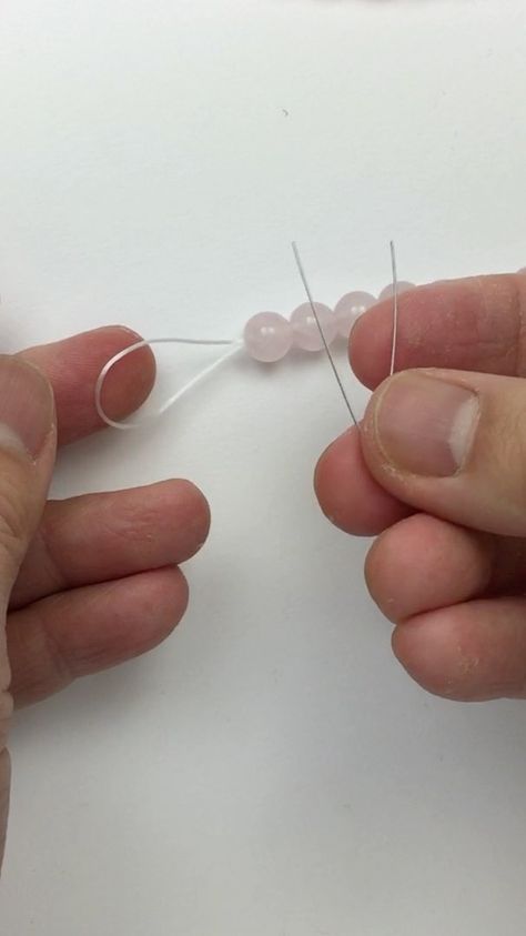 @stonesandfindings on Instagram: “This quick tutorial shows how best to thread soft elastic through stone beads.  The elastic is too soft to thread through and the cheapest…” How To Thread, Strung Beads, Threading, Stone Beads, Thread, Stud Earrings, Elastic, Beads, Stone