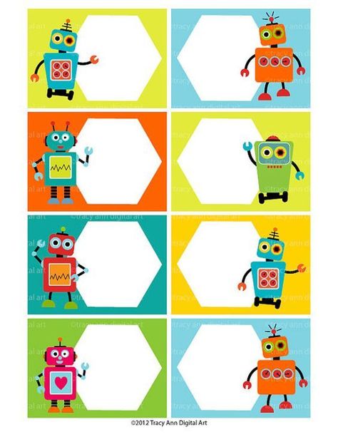 Robot Printable, Robot Classroom, Maker Fun Factory, Buffet Labels, Buffet Cards, Robot Birthday Party, Robot Theme, خريطة ذهنية, Spongebob Birthday Party