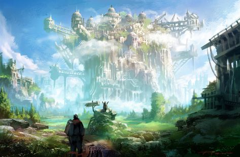 Artstation Concept Art, Fantasy Setting, D&d Dungeons And Dragons, Landscape Scenery, Landscape Drawings, Fantasy Art Landscapes, 판타지 아트, Art Practice, Fantasy Illustration