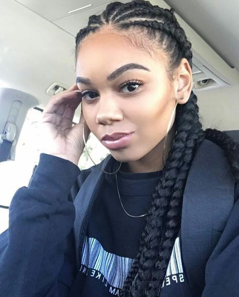 Like what you see, follow me.! PIN: @IIjasminnII✨GIVE ME MORE BOARD IDEASS Bandana Hairstyles For Long Hair, Cornrow Ponytail, Cornrows Braids For Black Women, Two Braid Hairstyles, Natural Afro Hairstyles, Braids Hairstyles Pictures, Braided Cornrow Hairstyles, Girls Braids, Cornrow Hairstyles