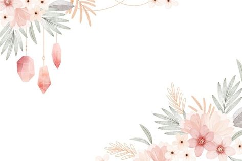 Watercolor boho floral background Free V... | Free Vector #Freepik #freevector #background #watercolor #ornament #wallpaper Floral Background Landscape, Boho Floral Background, Template Border, Ornament Wallpaper, Blue Flowers Background, Pink Floral Background, Floral Watercolor Background, Vintage Floral Backgrounds, Green Leaf Background