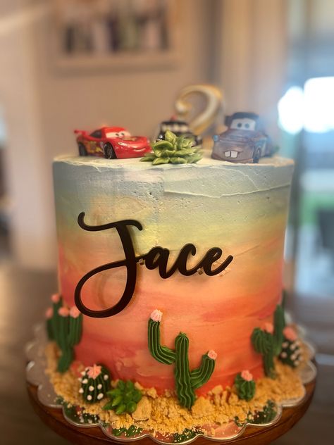 Cars Buttercream Cake, Cars Theme Birthday Cake, Two Fast Two Furious, Car Cakes For Boys, Lightning Mcqueen Birthday Cake, Vintage Car Birthday, Mcqueen Birthday, Truck Birthday Cakes, Cookie Cake Designs