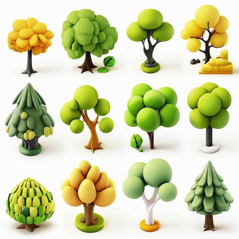 Photo trees 3d tree icons colorful real ... | Premium Photo #Freepik #photo 3d Modeling Ideas, Tree Icons, Blender Art, Icons Colorful, Stylized Tree, Book Editorial Design, About Trees, 3d Ideas, Low Poly Games