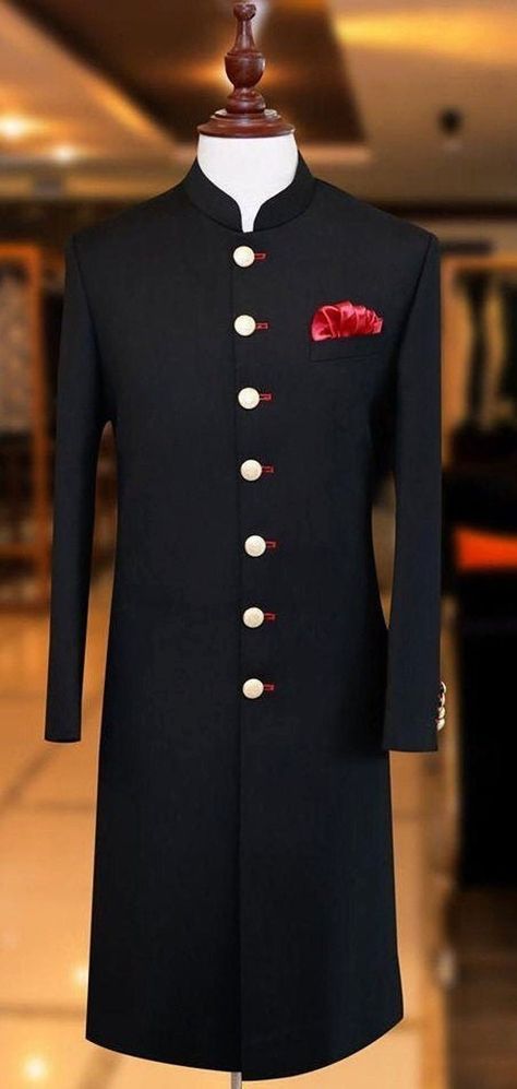 Sherwani Black, Achkan For Men, Black Sherwani, Wedding Dinner Party, Sherwani For Men Wedding, The Perfect Man, Indian Wedding Gowns, Sherwani For Men, Dinner Suit