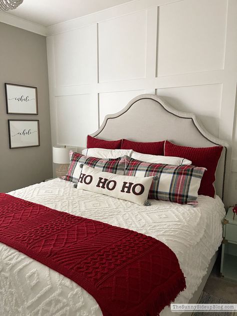 Holiday Re-Cap/N Sale - The Sunny Side Up Blog Bedroom With Accent Wall, Christmas Room Inspiration, Plaid Bedding, Baby Christmas Photos, Cosy Christmas, Accent Wall Bedroom, Christmas Decorations Bedroom, Christmas Room Decor, Christmas Bedroom