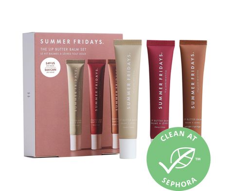 Sephora Gift Sets, Summer Fridays Lip, Lip Butter Balm, Vegan Lip Balm, Lip Balm Set, Smink Inspiration, Sephora Beauty, Lip Butter, Oily Skin Care