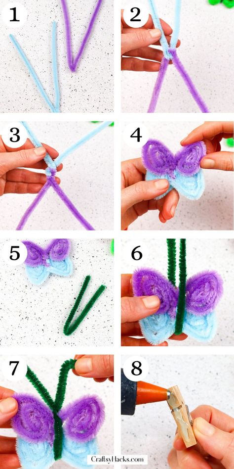 Pipe Cleaner Projects, Halloween Diy Paper, Pipe Cleaner Art, How To Make Butterfly, Babysitting Crafts, Paper Craft Techniques, Fun Projects For Kids, Diy Pipe, Pipe Cleaner Crafts