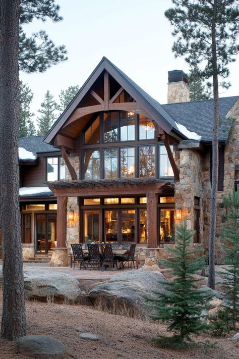 Rustic Craftsman Home, Cabin Pictures, Colorado Mountain Homes, Rustic Mountain Homes, Mountain Craftsman, Rustic Craftsman, Out Of Breath, Wood Cabin, Stone Chimney