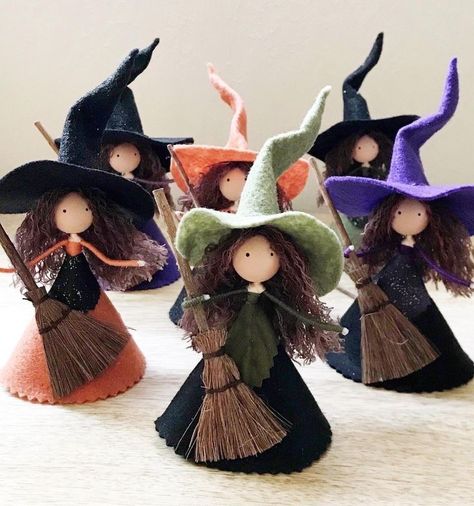 Diy Witches, Glass Art Painting, Bead Dolls, Kitchen Witch Doll, Macrame Dolls, Sellable Crafts, Witch Dolls, Halloween Witch Dolls, Witches Hats