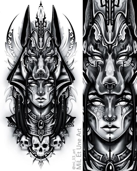 Egyptian Queen Tattoos, Egypt Tattoo Design, Egyptian Tattoo Sleeve, Anubis Tattoo, African Tattoo, Realistic Tattoo Sleeve, Egypt Tattoo, Egyptian Tattoo, Mythology Tattoos