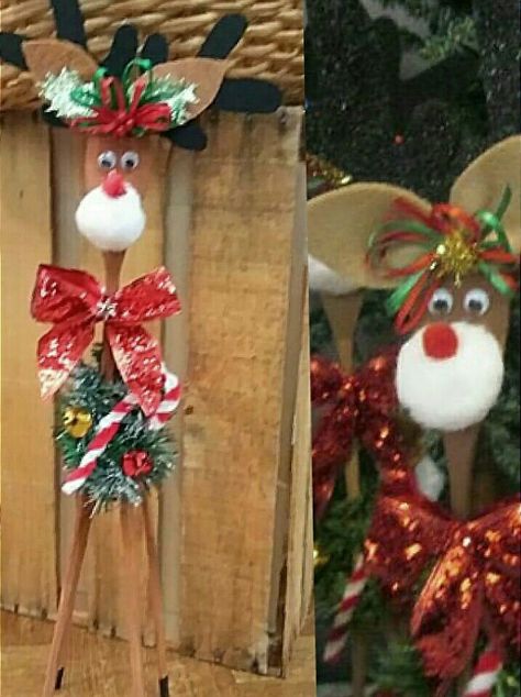 Wooden Spoon Reindeer, Kitchen Spoons, Wooden Spoon, Art Christmas, Wooden Kitchen, Country Christmas, Christmas Reindeer, Wonderful Time, Spoons