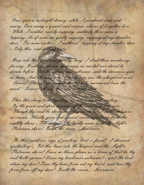 Edgar Allen Poe, The Raven, Halloween Printable, spooky, Easy Halloween DIY, Nevermore Quoth the Raven Halloween Edgar Allen Poe, Edgar Allen Poe Junk Journal, Edgar Allen Poe Crafts, Edgar Allen Poe Halloween Decor, Edgar Allen Poe Halloween, The Raven Edgar Allen Poe, Edgar Allen Poe Raven, Edgar Allen Poe The Raven, Edgar Allen Poe Art