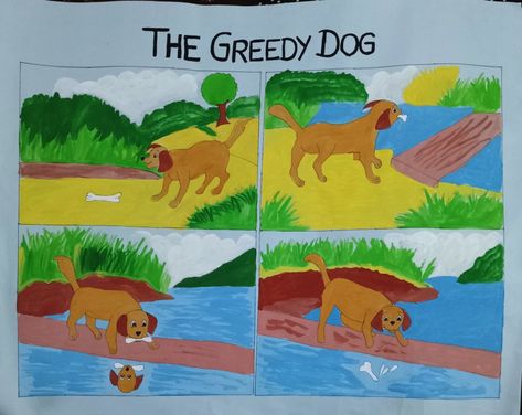 The Greedy Dog Story Images, Greedy Dog Story Pictures, Greedy Dog Story, The Greedy Dog, Story Sequencing Pictures, Picture Story Writing, Picture Story For Kids, Coloring Worksheets For Kindergarten, Cheetah Drawing