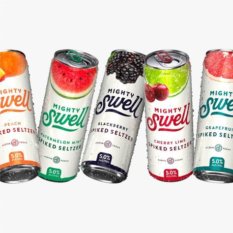 Jud Lively’s Instagram profile post: “Handlettered logotype for Mighty Swell Spiked Seltzers. Here's some of the cans we designed @ebbing_branding 🍒🍍🍉⁣ ⁣ ⁣ ⁣ #packaging…” Spiked Seltzer, Watermelon Mint, Coors Light Beer Can, Beer Can, Label Design, Beverage Can, Watermelon, Instagram Profile, Mint