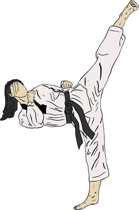 taekwondo vector kick pose and technique Kicking Pose Reference, Karate Illustration, Kick Pose, Kicking Pose, Karate Photos, Taekwondo Kick, Sports Illustrations Art, Marshal Arts, Taekwondo Girl