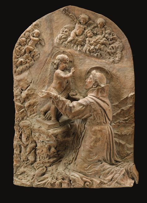 ITALIAN, 18TH CENTURY  RELIEF WITH THE VISION OF ST ANTHONY OF PADUA St Anthony Of Padua, Anthony Of Padua, Saint Anthony Of Padua, European Sculpture, St Anthony, Saint Anthony, Relief Sculpture, Ancient Artifacts, The Vision