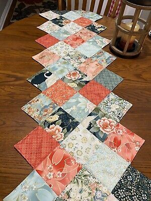 Handmade Quilted Table Runner/Topper/Mat - 18 1/2 X 57 Inches. Multiple Colors.  | eBay Free Table Runner Quilt Patterns Sweet Pea Machine Embroidery, Diagonal Table Runner, Placemats And Table Runners, Scrappy Table Runners, Scrap Fabric Table Runner, Pole Twist Table Runner, Sewn Table Runner, Charm Pack Table Runner Pattern, Easy Quilted Table Runners