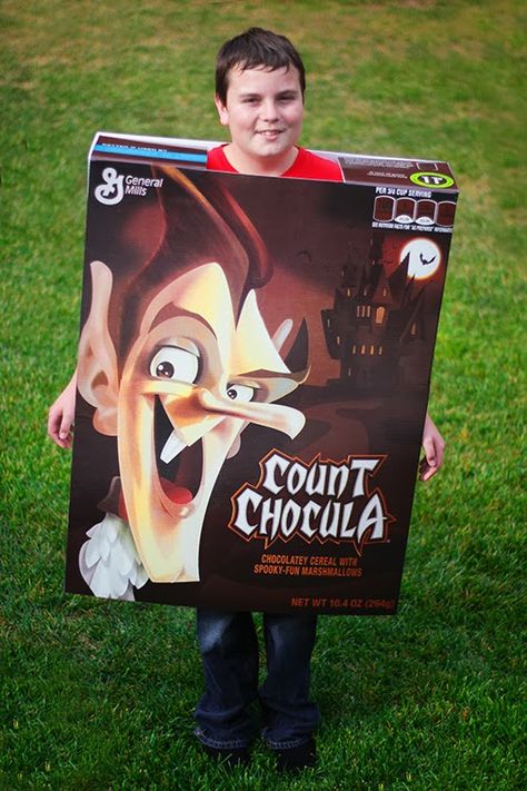 I'm a child of the 1970's so, I pretty much grew up on sugary cereals. I loved Captain Crunch and Quisp and Cocoa Pebbles. But the Hallowe... Count Chocula Cereal, Cocoa Pebbles, Count Chocula, Captain Crunch, Box Costumes, Costume Ideas, Halloween Fun, Cereal Box, A Child