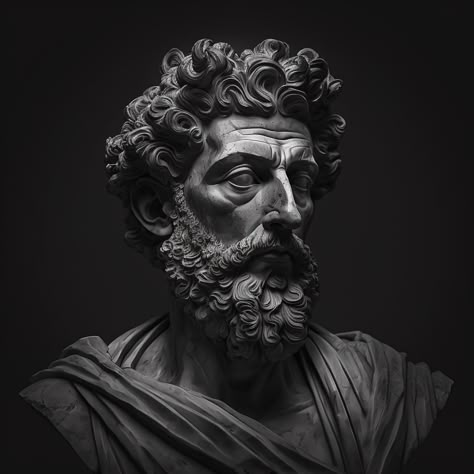 Stoic Sculptures, Stoic Pfp, Marcus Aurelius Aesthetic, Marcus Aurelius Wallpaper, Stoic Art, Coffee Infographic, Ancient Greek Sculpture, Statue Tattoo, Greek Statues