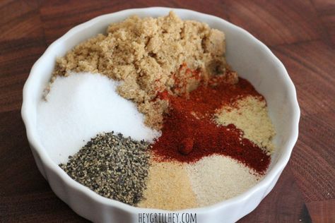 The BEST Sweet Rub for Grilled Pork and Chicken | Hey Grill, Hey Salmon Brine, Types Of Spices, Roast Sandwiches, Smoked Pork Recipes, Carolina Pulled Pork, Bbq Rub Recipe, Homemade Chipotle, Sweet Pork, Meat Rubs