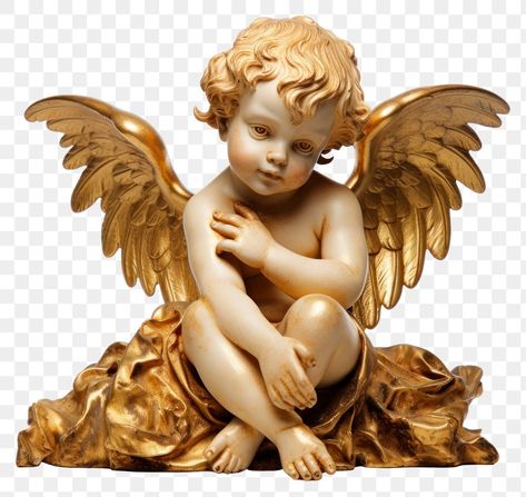 Statue Png, Cupid Statue, Fairy Images, Angel Statue, Photo Gold, Gold Angel, Angel Statues, Baby Angel, Png Image