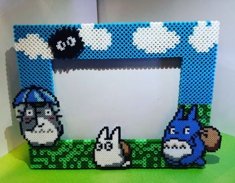 Perler Frame, Totoro Perler, Collage Frame, Art Perle, Perler Art, Hama Beads Design, Perler Bead Templates, Diy Perler Bead Crafts, Perler Crafts