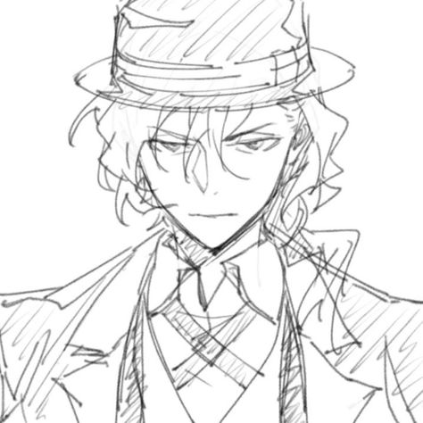 Chuuya Drawing Sketch, Bsd Drawing Ideas, Chuuya Doodle, Chuuya Nakahara Drawing, Bsd Sketchbook, Chuuya Sketch, Margin Doodles, Chuuya Drawing, Dazai Sketch