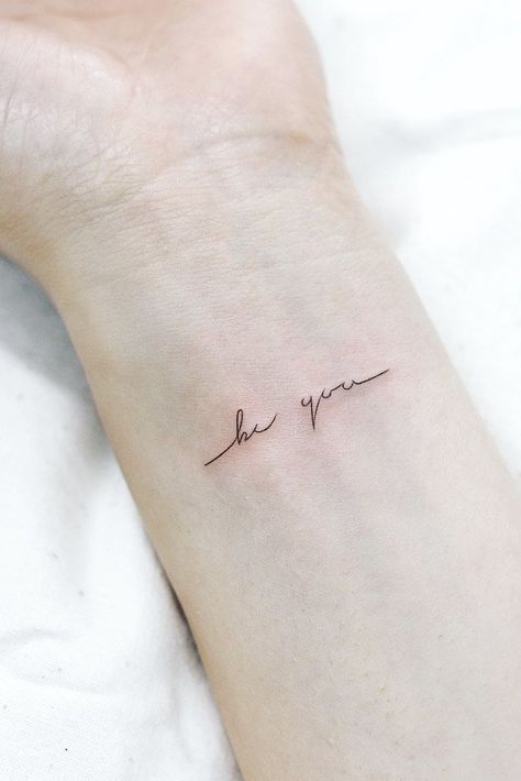 18 Unbelievable Pretty Simple Tattoos To Decorate Your Body With Womens Tattoos Simple, Simple Tattoos With Words, Simple Quotes Tattoos For Women, Tatoos Wrist Women, Tattoo Words Meaningful Women, Tiny Tattoo Words, Unique Simple Tattoos For Women, Subtle Tattoos For Women Inspiration, Cursive Arm Tattoos For Women