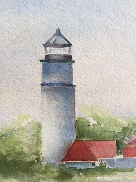 South Carolina Lighthouses, Watercolor Painting Easy, Watercolor Pencil Art, Color Wonder, Lighthouse Painting, Watercolor Beginner, Beach Watercolor, Small Canvas Art, Sketch Painting